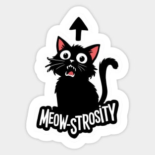 Meow-strosity Frightened Cat Arrow Sticker